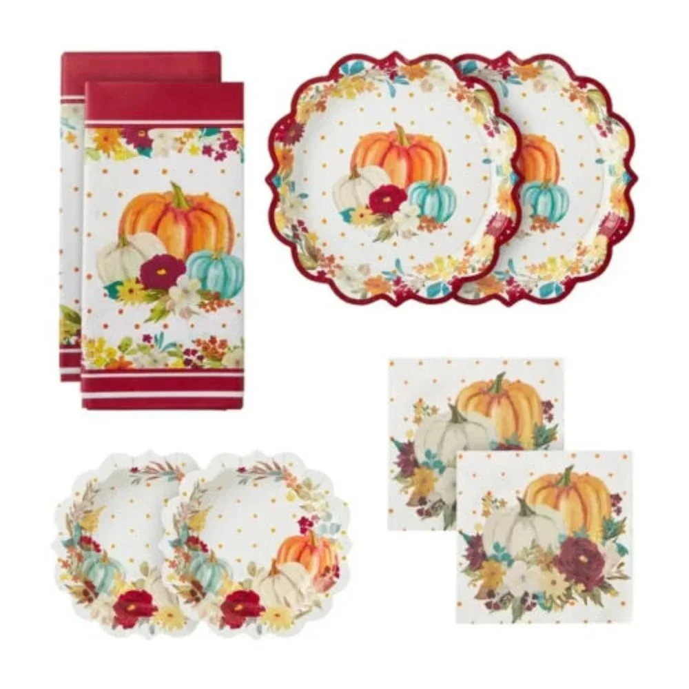 Pioneer Woman Thanksgiving Fall Harvest Pumpkins Paper Party Supplies 16 guests